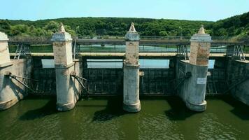 Dron view on the seawall. 4k stock footage. video