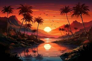 sunrise desert island illustration background photo