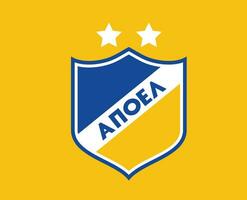 APOEL Nikosia Club Symbol Logo Cyprus League Football Abstract Design Vector Illustration With Yellow Background