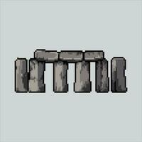 píxel Arte ilustración Stonehenge. pixelado Stonehenge. Stonehenge punto de referencia icono pixelado para el píxel Arte juego y icono para sitio web y vídeo juego. antiguo colegio retro vector