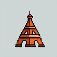 píxel Arte ilustración eiffel pixelado eiffel torre. eiffel torre punto de referencia icono pixelado para el píxel Arte juego y icono para sitio web y vídeo juego. antiguo colegio retro vector