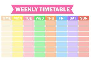 School timetable or weekly schedule.Daily planner and scalable.Bullet journal.Printable scheduler and organizer template.Back to school.Checklist and To Do list.Graphic design.Vector illustration. vector