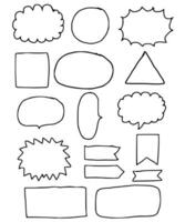 Set of hand drawn doodle elements Speech bubble shapes.Quote box frame and line.Collection of banner for chat and advertising.Sign, symbol, icon or logo isolated.Vector illustration.Graphic design. vector