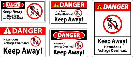 Danger Sign Hazardous Voltage Overhead - Keep Away vector