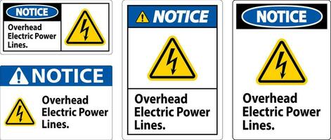 Notice Sign Overhead Electric Power Lines vector