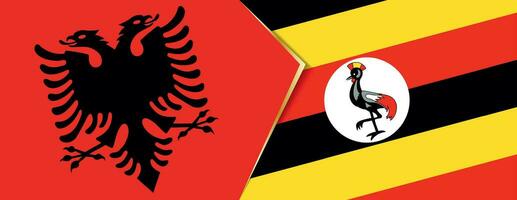 Albania and Uganda flags, two vector flags.