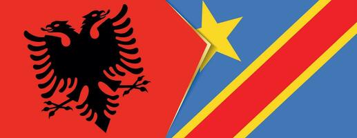 Albania and DR Congo flags, two vector flags.