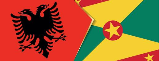 Albania and Grenada flags, two vector flags.