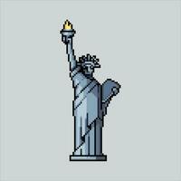 Pixel art illustration Liberty Statue. Pixelated Statue Liberty. American Liberty Statue landmark icon pixelated for the pixel art game and icon for website and video game. old school retro. vector