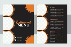 Modern Restaurant Menu Card Design  Template vector