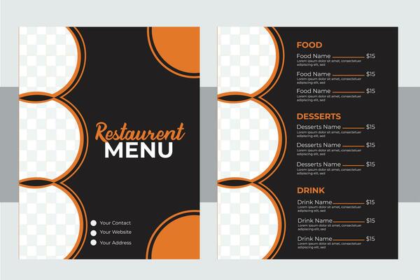 Modern Restaurant Menu Card Design  Template