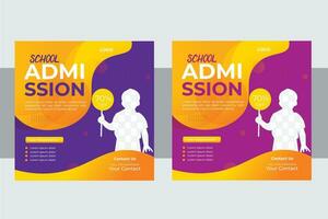 School Admission Social Media Post  design template. vector