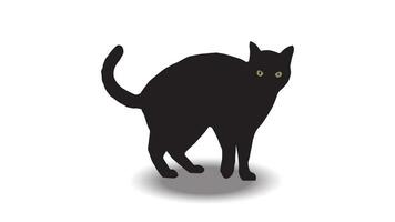 vector design of black cat standing with sharp gaze