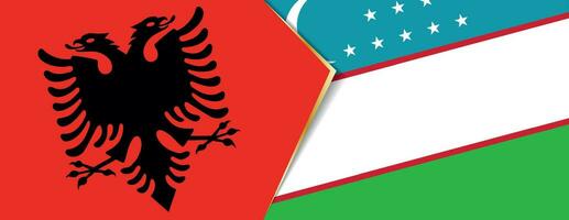 Albania and Uzbekistan flags, two vector flags.