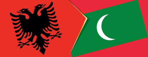 Albania and Maldives flags, two vector flags.