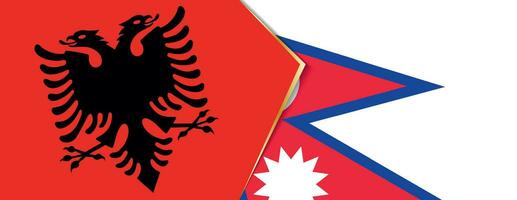 Albania y Nepal banderas, dos vector banderas