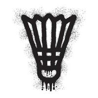 Shuttlecock graffiti with black spray paint vector