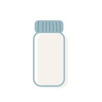 Illustration of empty medicine bottle. Isolated vial for tablets, capsules, vitamins or sample cup. Element of medical and pharma concept vector