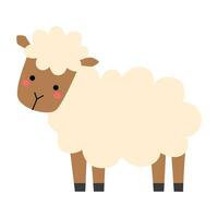 Cute cartoon sheep. Funny hand drawn farm animal in Scandinavian doodle style. The colorful limited palette is ideal for printing. Vector naive isolate on white background.