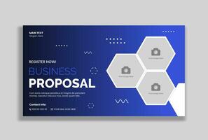 Video thumbnail design for business proposal video tutorials vector