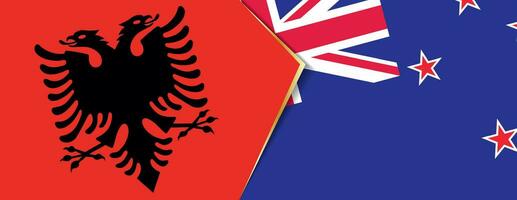 Albania and New Zealand flags, two vector flags.