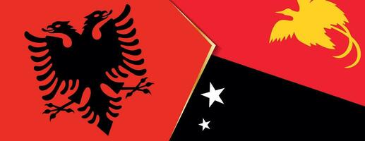 Albania and Papua New Guinea flags, two vector flags.