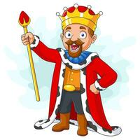 Cartoon king holding a golden scepter vector