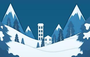 invierno paisaje papel cortar antecedentes vector