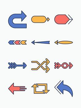 Modern Arrow Icon Set Collection Colorful User Interface vector