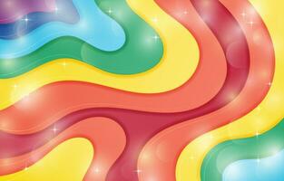 Colorful Rainbow Wave Background With Sparkles vector