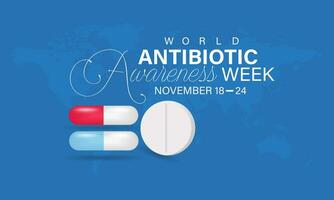 World Antibiotic Awareness Week vector icon illustration. Background, banner, card, poster, template. Vector illustration.