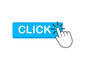 Click button with hand pointer clicking. Vector stock illustration