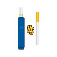 Smoking vs Vaping. Electronic Cigarette or Vaporizer Device and Tobacco Cigar. Vector illustration