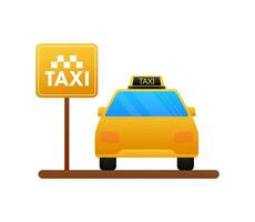Taxi car. Taxi service. Street traffic, parking Vector stock illustration