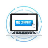 Flat blue comment button. Flat vector. Computer mouse click. Navigation pointer vector