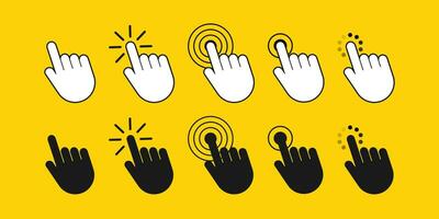 Finger click icon vector. Hand click icon. Push touch screen. Vector stock illustration.