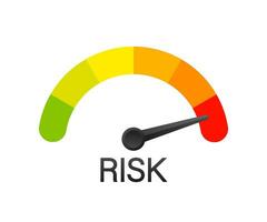 Risk icon on speedometer. High risk meter. Vector stock illustration