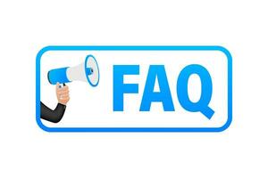 Frequently asked questions FAQ banner. Computer with question icons. Vector illustration