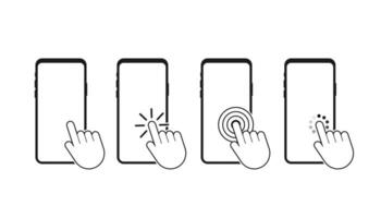 Click smartphone. Empty screen, phone mockup. Device mockup. Cursor icon vector. Hand pointer vector stock illustration