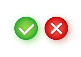 Check marks yes and no, check mark icon symbol. Vector stock illustration