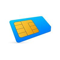 Vector mobile cellular phone Sim Card Chip Isolated on Background. Isometric style