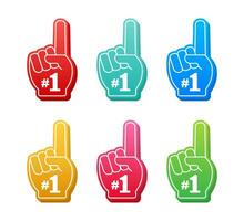 Set Fan logo hand with finger up. Hand up with number 1. Vector stock illustration