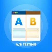 AB testing, split test. Bug Fixing, User Feedback. Homepage landing page template. Vector stock illustration