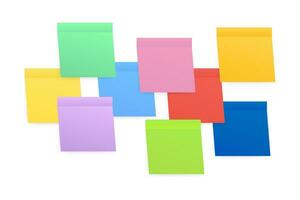 Sticky colored notes. Post note paper. Vector illustration.