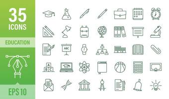 Set icon education for mobile app design. Online course line icon set. Online study, education. Vector stock illustration