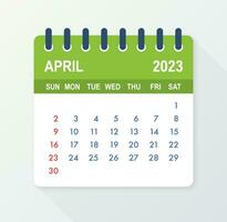 April 2023 Calendar Leaf. Calendar 2023 in flat style. Vector illustration