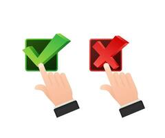 Yes and No button with hands. Feedback concept. Positive feedback concept. Choice button icon. Vector stock illustration