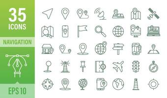 Navigation and Map line icons set. Vector stock illustration