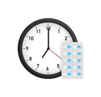 time taking dose medication. Healthcare, emergency concept. Vector stock illustration