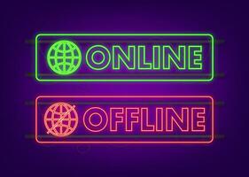 Online and offline neon switch, button. Live chat support. Vector stock illustration